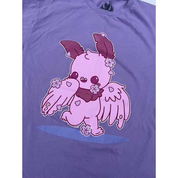 Bright Bat Design Purple Pink Cute Mothman T-shirt Size Large - Picture 2 of 4